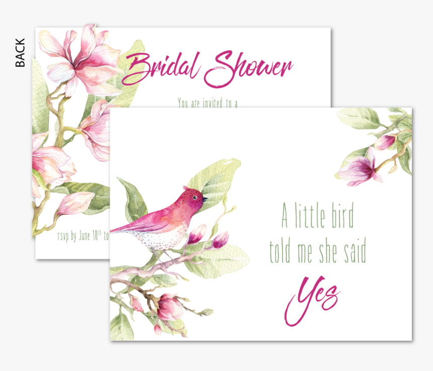 A Little Bird Told Me Bridal Shower Invitation In Pink - Rose, HD Png Download, Free Download