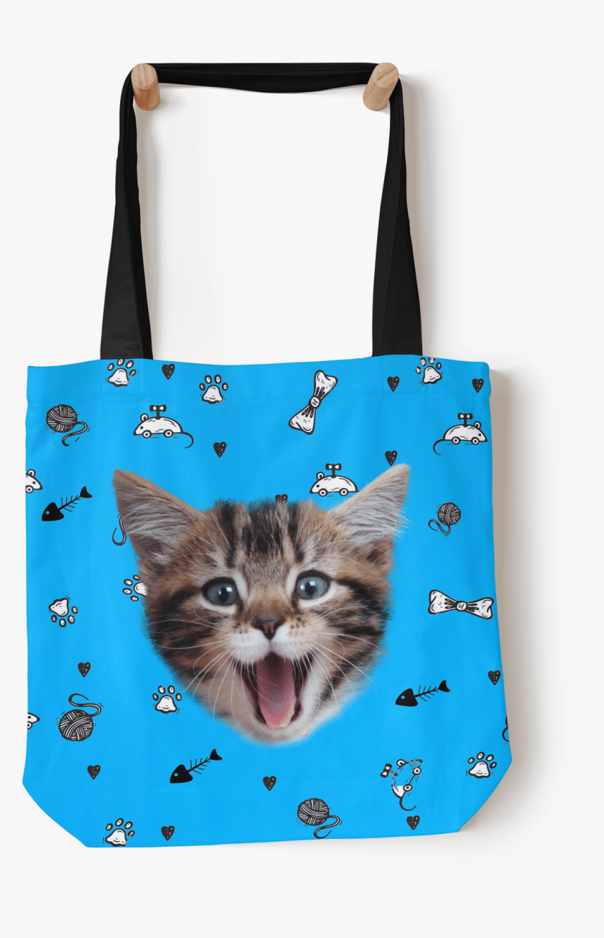 Custom Tote Bag Cat Photo Face Blue - Tie And Dye Products, HD Png Download, Free Download