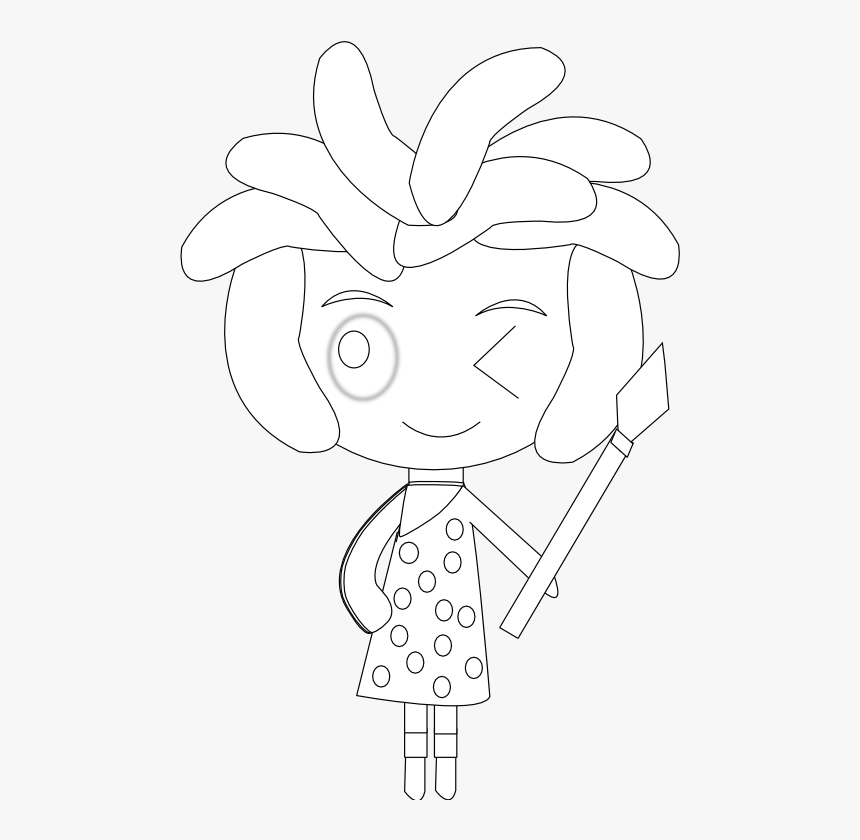 Anime Character Art 73 Black White Line Art 555px - Illustration, HD Png Download, Free Download