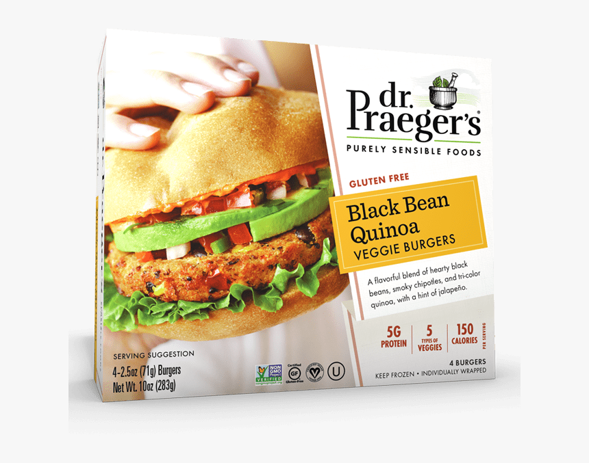 Praeger"s Black Bean Quinoa Veggie Burgers Package - Dr Praeger's Black Bean Quinoa Veggie Burgers, HD Png Download, Free Download