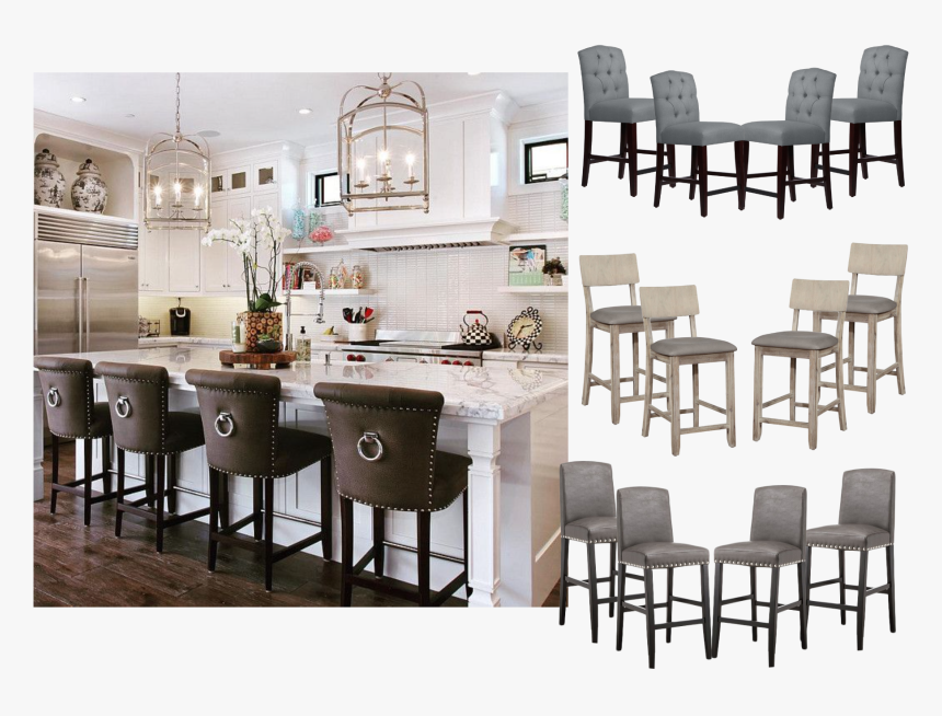 White Kitchen Islands With Barstools, HD Png Download, Free Download