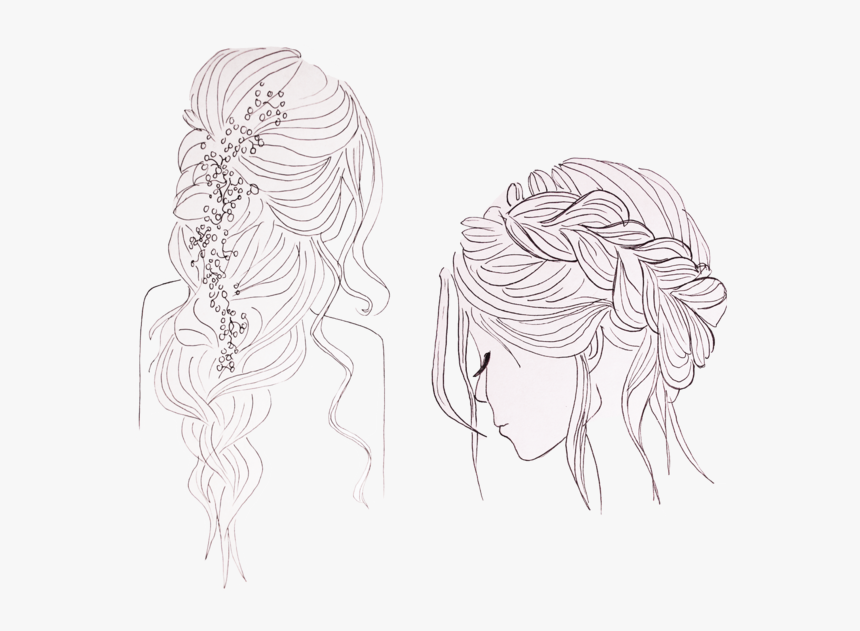 Clip Art Cartoon Braided Hair - Hair Sketch Hair Up, HD Png Download, Free Download