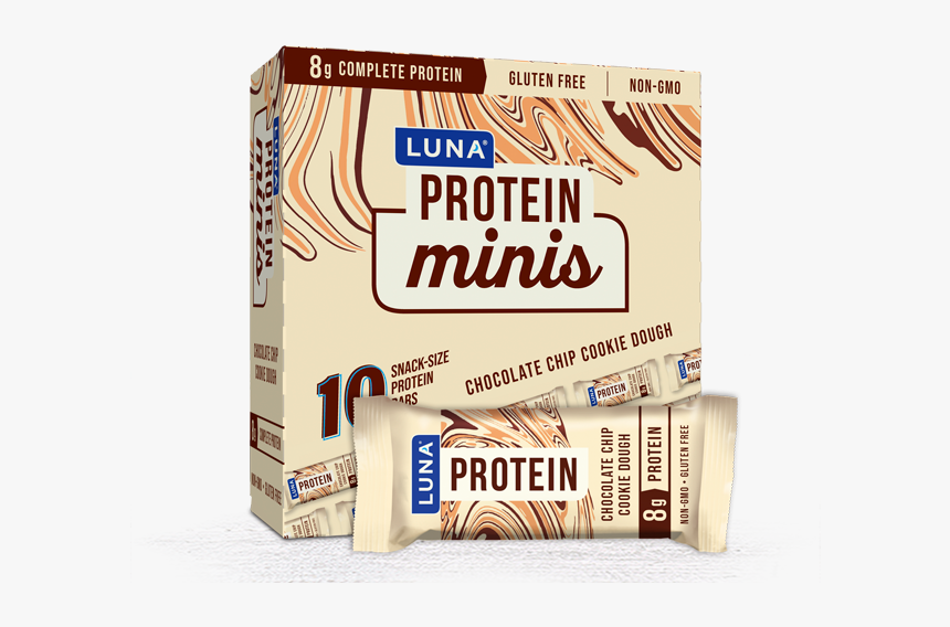 Chocolate Chip Cookie Dough Minis Packaging - Mini Luna Protein Bars, HD Png Download, Free Download