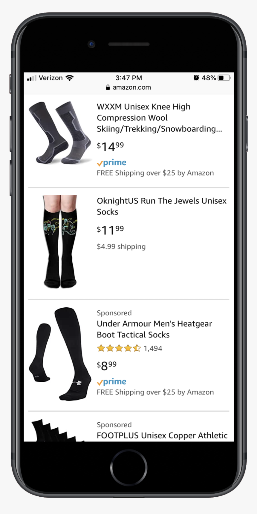 Amazon Mobile Search With Organic And Paid Products - Native Ads Advanced Example, HD Png Download, Free Download