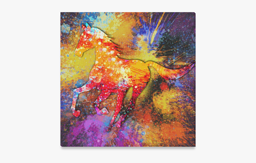 Splash Horse Abstract Painting Canvas Print 16"x16" - Painting, HD Png Download, Free Download