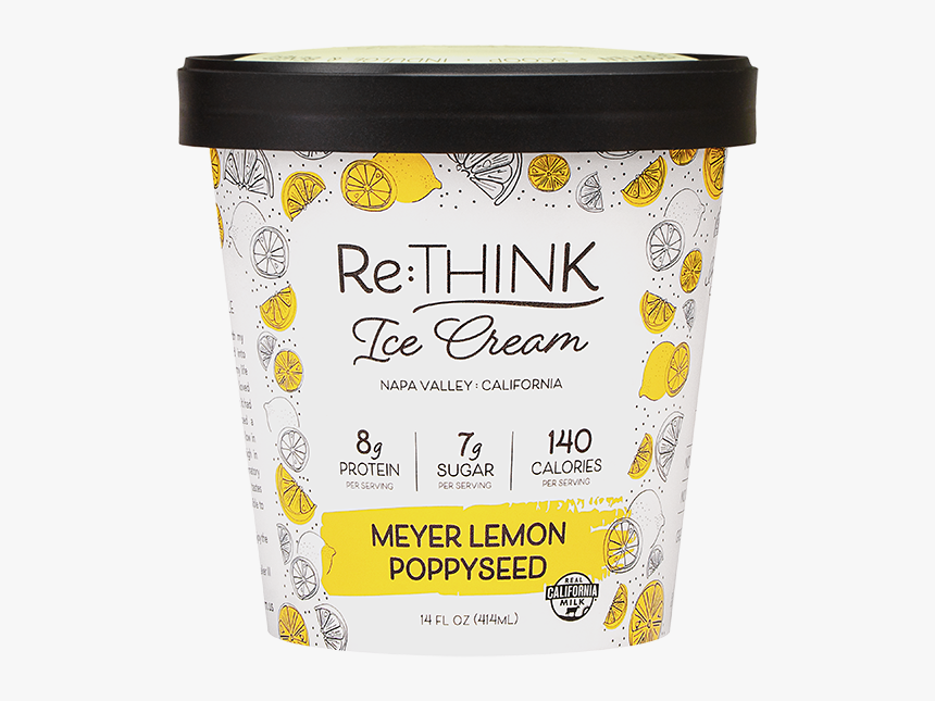 Meyer Lemon Poppyseed Front Hr - Rethink Ice Cream, HD Png Download, Free Download