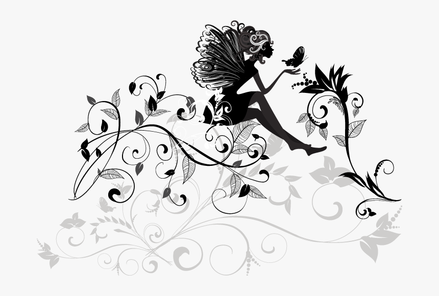 Fairy Tattoo Duende Drawing Maravilloso - Duendes Y Hadas Mariposas Pajaros Blanco Y Negro, HD Png Download, Free Download