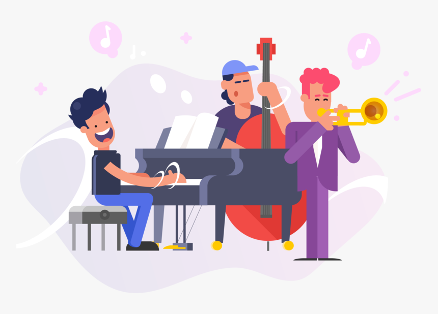 Jazz Band 2d Character 2d Art Vector Artwork Flat Illustration - Cartoon, HD Png Download, Free Download