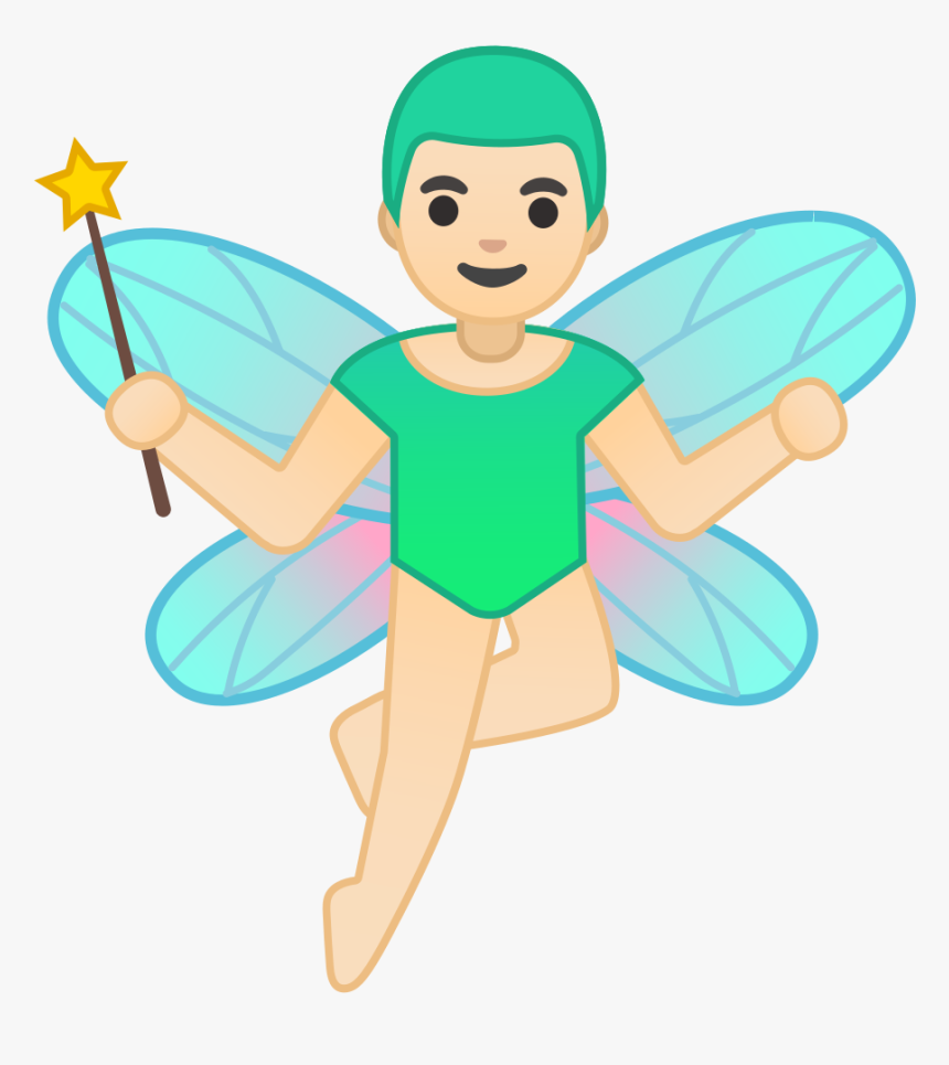 Man Fairy Light Skin Tone Icon - Fairy Cartoon Man, HD Png Download, Free Download