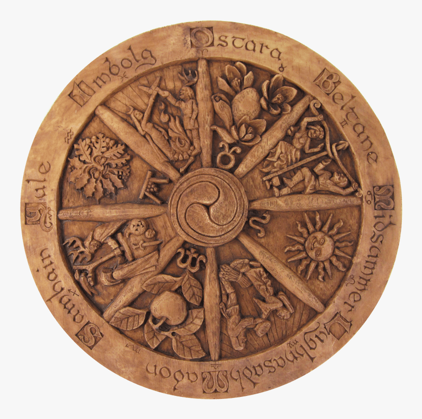 Celtic Wheel Of The Year Plaque - Jahresrad Holz, HD Png Download, Free Download