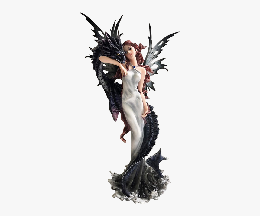 Dark Waves Fairy With Sea Serpent Statue - Statue, HD Png Download, Free Download