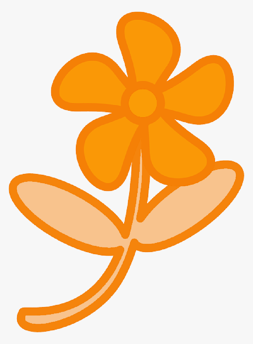Simple, Plants, Leaf, Flower, Flowers, Cartoon, Orange - Flower Clip Art, HD Png Download, Free Download