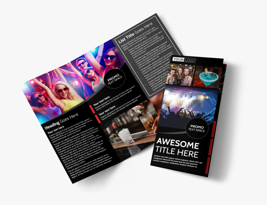 Popular Night Club Brochure Template Preview - Elegant Tri Fold Brochures, HD Png Download, Free Download