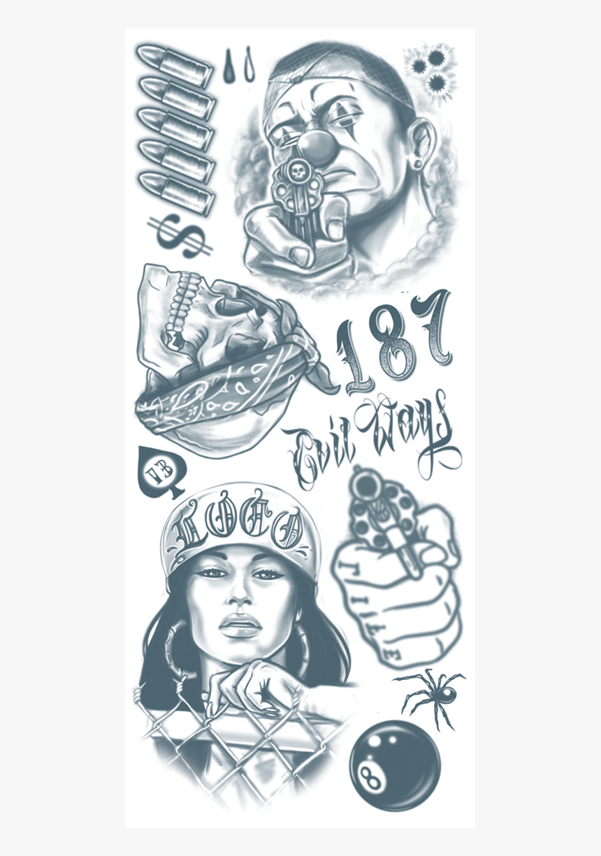 Thug Costume Tattoo Fx Kit - Tattoo Motive Gangster, HD Png Download, Free Download