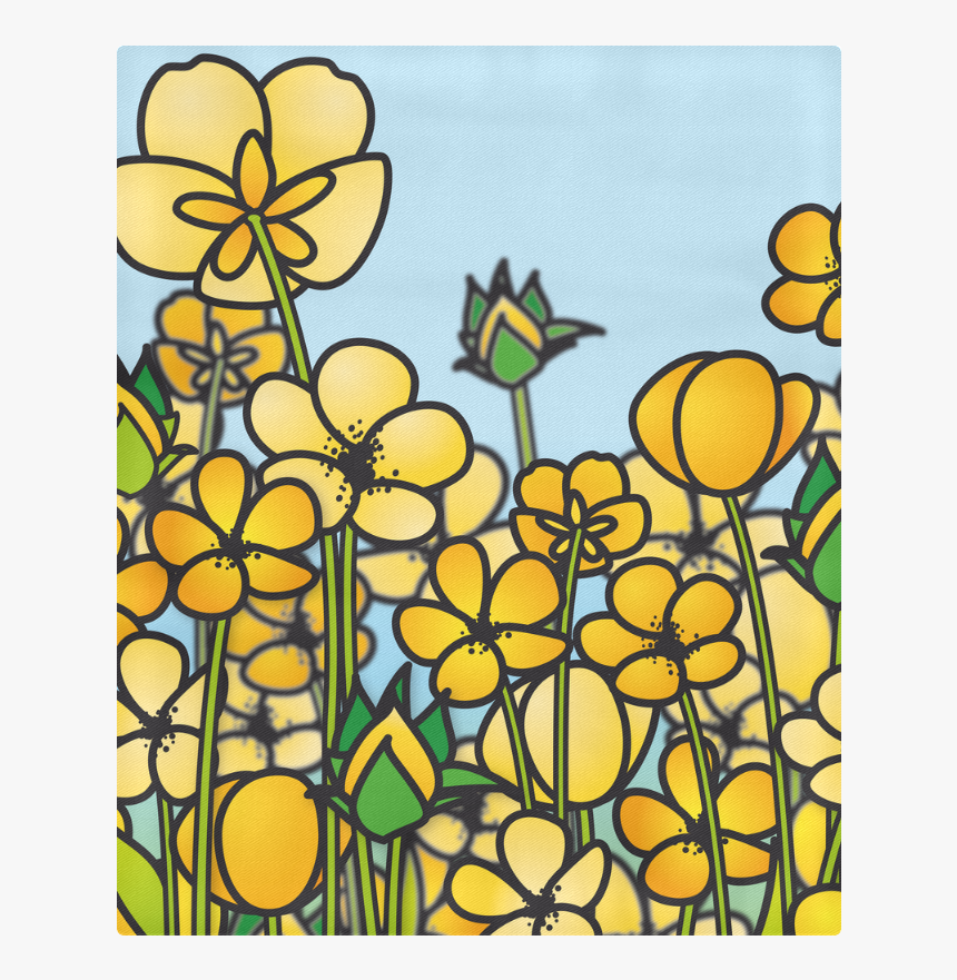 Buttercup Flower Field Yellow Floral Arrangement Duvet, HD Png Download, Free Download