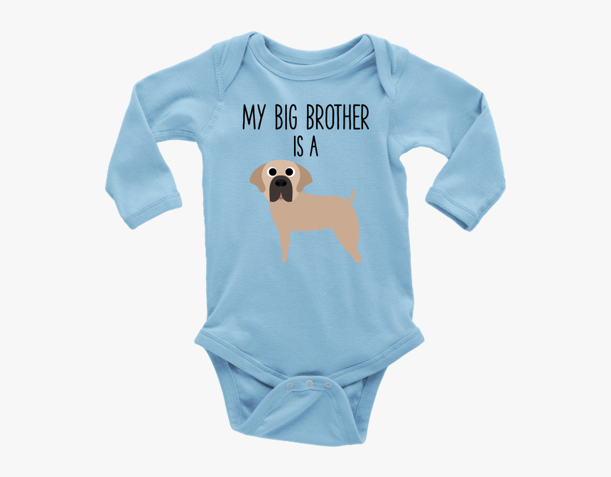My Big Brother Is A Mastiff Long Sleeve Baby Onesie, - Infant Bodysuit, HD Png Download, Free Download