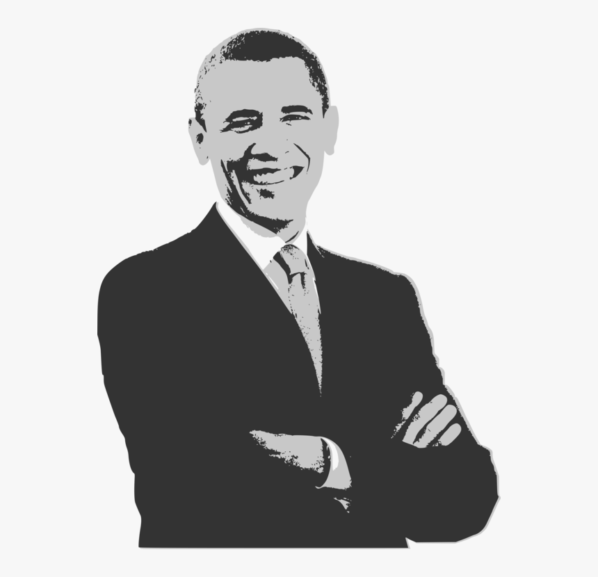 Standing,human Behavior,monochrome Photography - Obama Vector Png, Transparent Png, Free Download