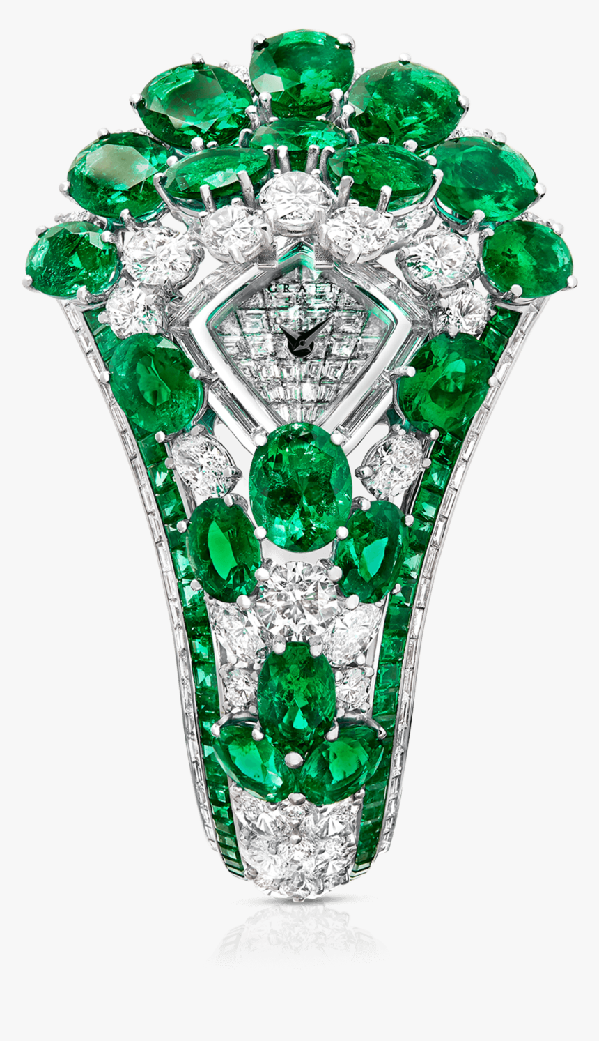 Ring,ring - Oval Emerald And Diamond Secret Watch Graff, HD Png Download, Free Download