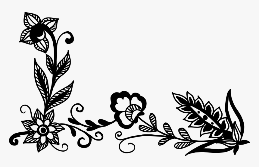 Corner Black White Flowers, HD Png Download, Free Download