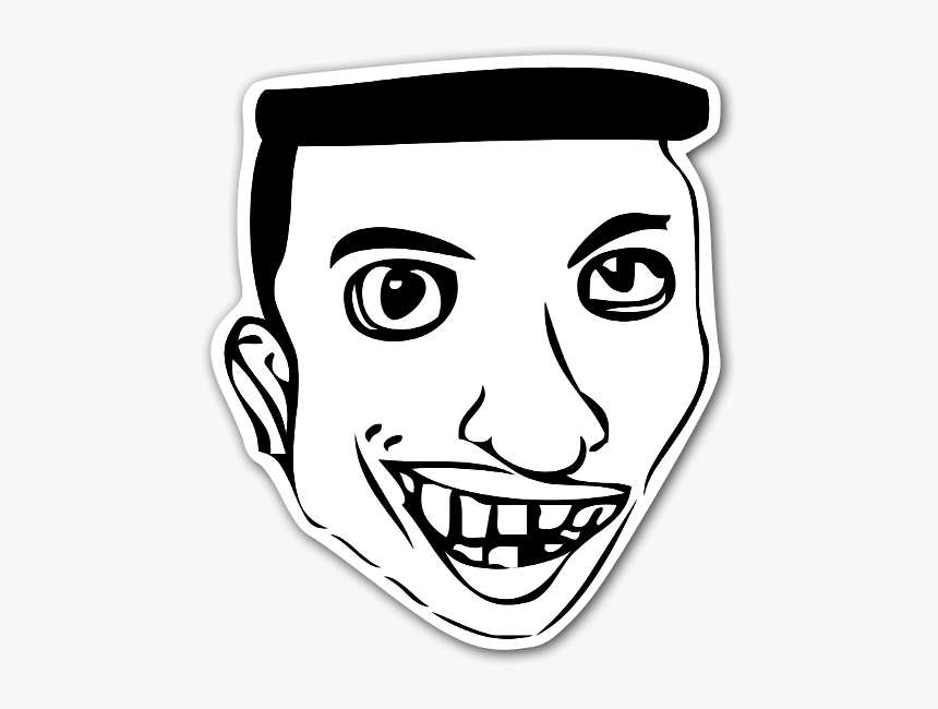 Memes Big Nose Happy Sticker - High Rage Face, HD Png Download, Free Download
