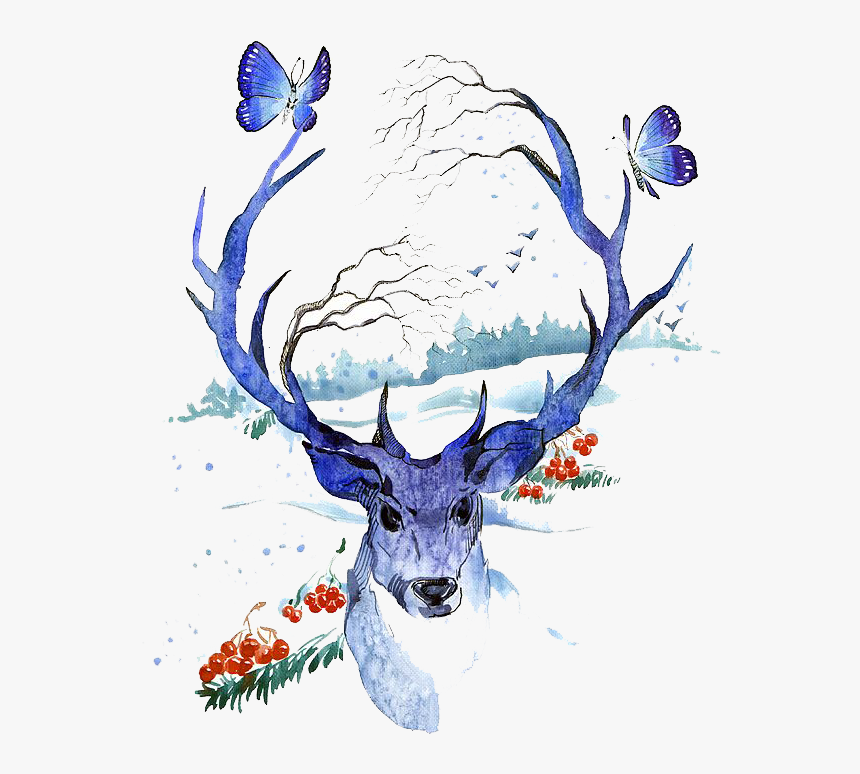 Creative Watercolor Deer Watercolor Painting Illustration - Deer Watercolor, HD Png Download, Free Download