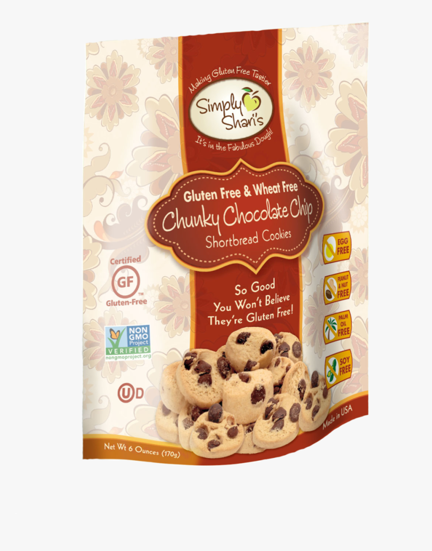 Simply Shari"s Gluten Free Chunky Chocolate Chip Shortbread - Chocolate Chip Cookie, HD Png Download, Free Download
