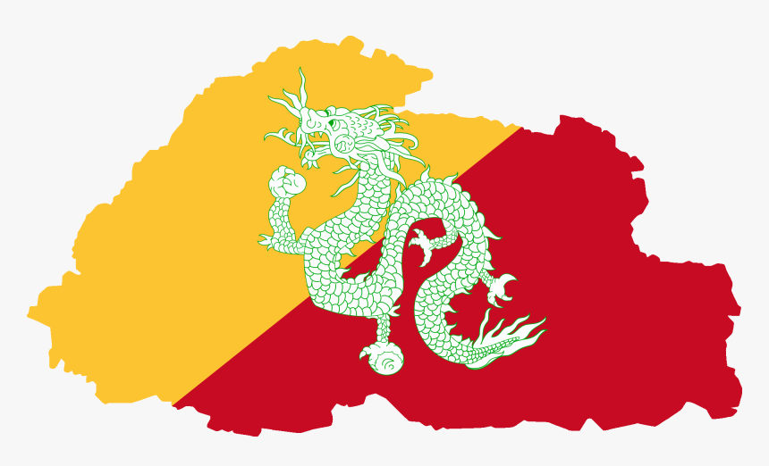 Flag Map Of Bhutan - Bhutan Map And Flag, HD Png Download, Free Download