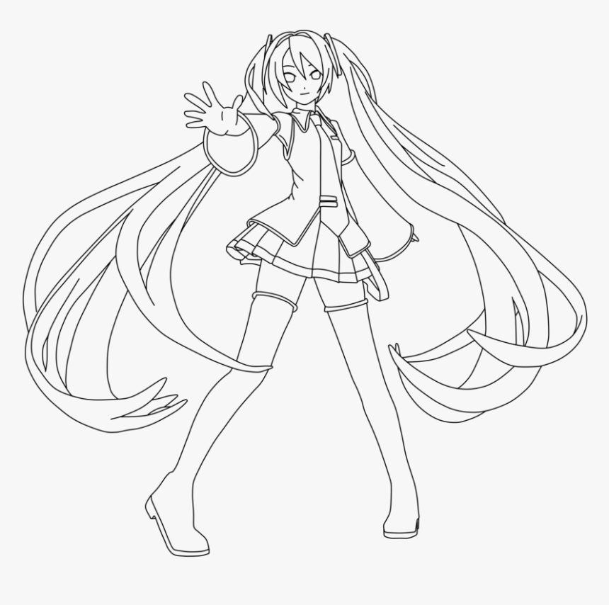 Miku Hatsune Coloring Page By Doremefasoladedo - Anime Coloring Pages Hatsune Miku, HD Png Download, Free Download