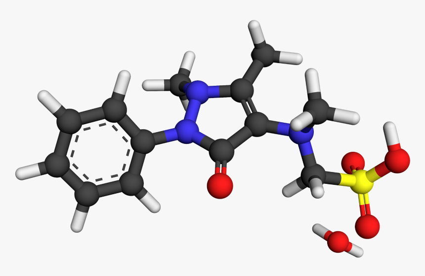 Metamizole Monohydrate 3d Ball And Stick - Molecula De Dipirona, HD Png Download, Free Download