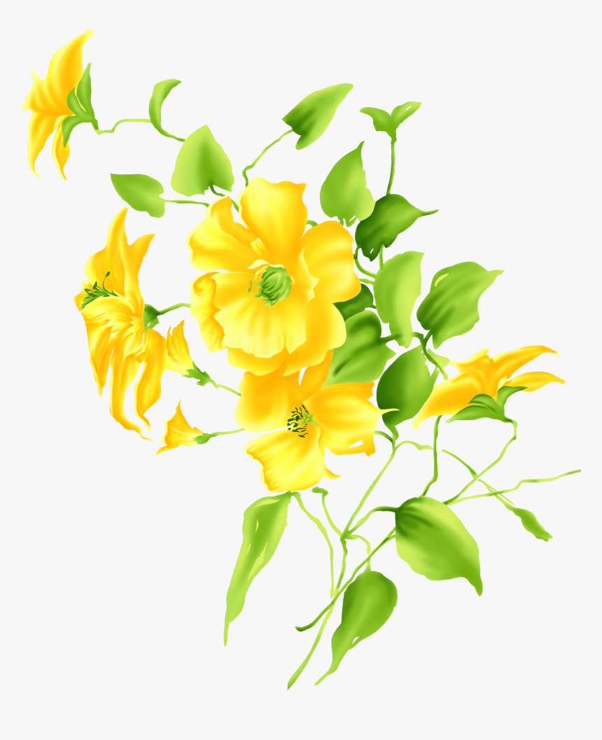 Yellow Flower Drawing Clip Art - Yellow Flowers Drawing Transparent, HD Png Download, Free Download