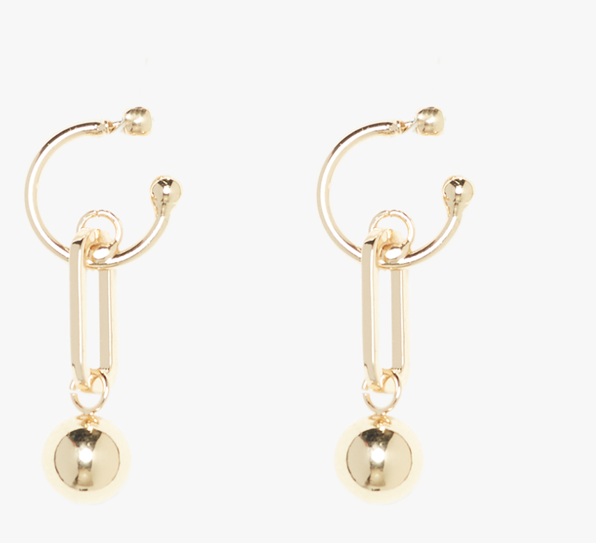 Hoop Ball Drop Earring In Colour Gold Earth - Earrings, HD Png Download, Free Download