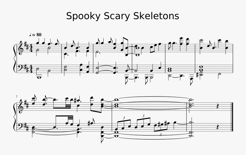 Spooky Scary Skeletons Music Keyboard Sheet, HD Png Download, Free Download