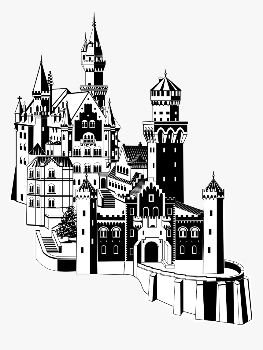 Architecture - Neuschwanstein Castle Black And White, HD Png Download, Free Download