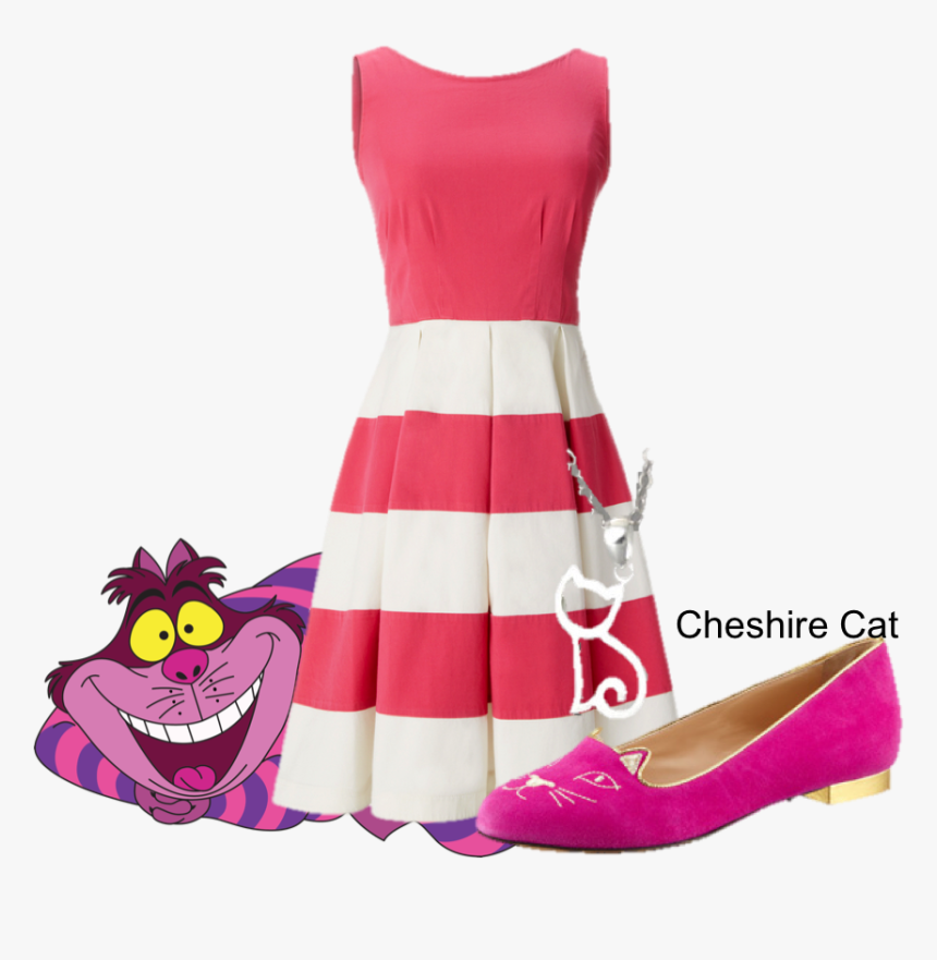 Alice In Wonderland, Cat, And Cheshire Image - Kate Spade Pink And White Dress, HD Png Download, Free Download