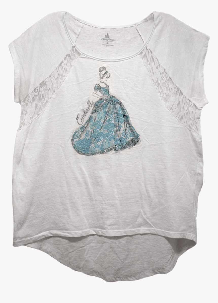 A White Shirt With A Stylized Look Of Cinderella - Pattern, HD Png Download, Free Download