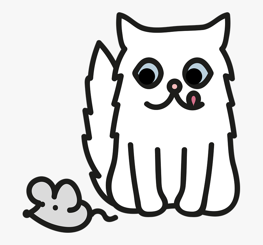 Cat, Persian, White, Mouse, Hunger, Fun, Cute, Animal - Cat Vector Png Persian, Transparent Png, Free Download