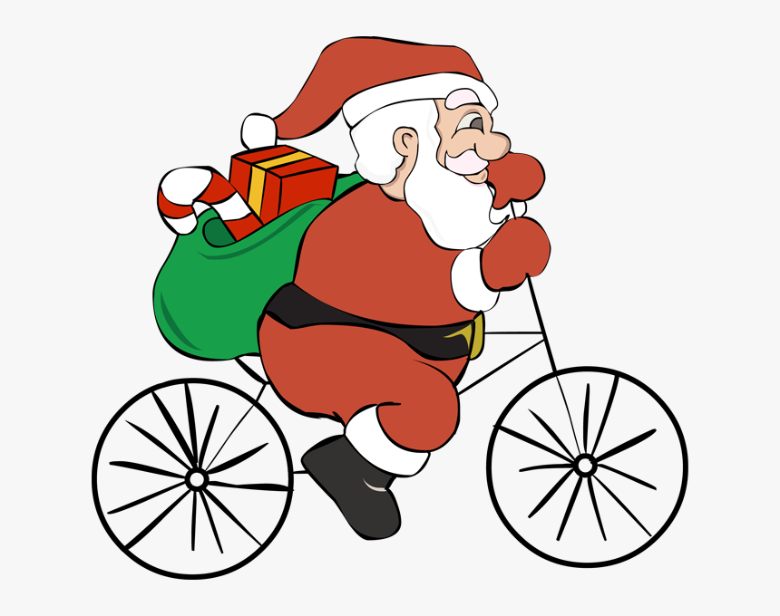 Santa On Bike Png Clipart , Png Download - Santa On Bicycle Clipart, Transparent Png, Free Download