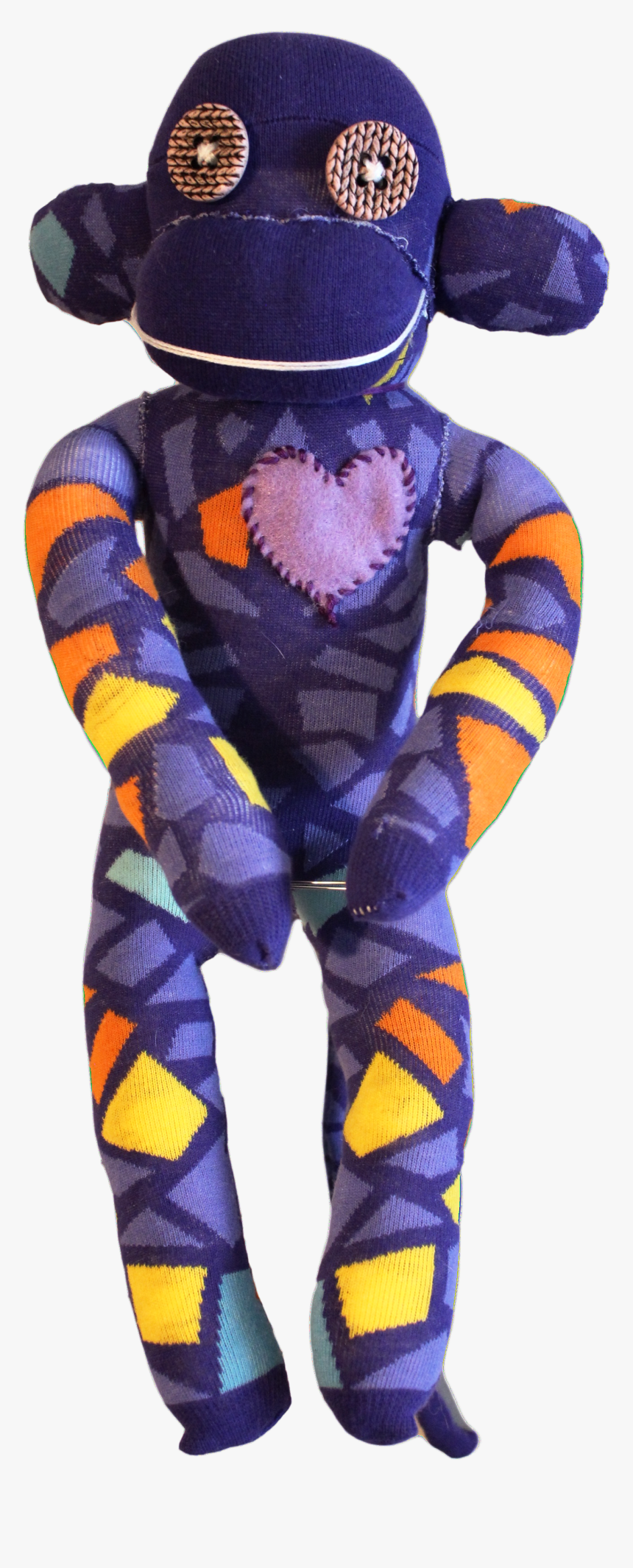 Handmade Sock Monkey Plush Toy With Funky Pattern Socks - ÷ Pattern Socks, HD Png Download, Free Download