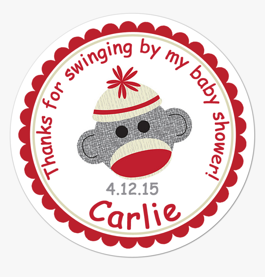 Sock Monkey Baby Shower Personalized Sticker Baby Shower Air