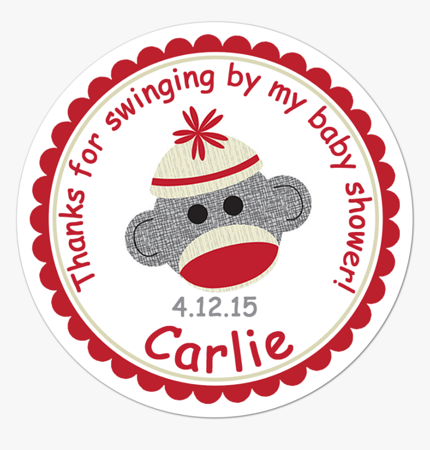 Sock Monkey Baby Shower Personalized Sticker Baby Shower - Air Balloon Baby Shower Stickers, HD Png Download, Free Download