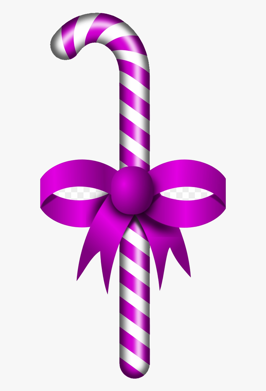 Candy Cane Stick Red Ribbon Purple Clipart Free Transparent - Candy Cane Clipart, HD Png Download, Free Download