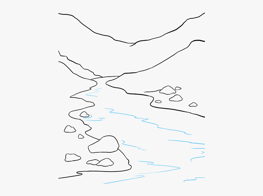 Drawn River River Line - Outline Image Of River, HD Png Download, Free Download