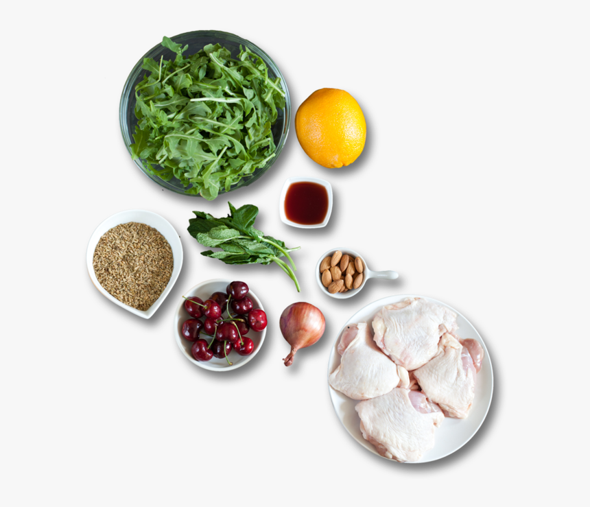 Orange Chicken Thighs With Cherry Salsa & Green Wheat - Ingredient For Salad Png, Transparent Png, Free Download