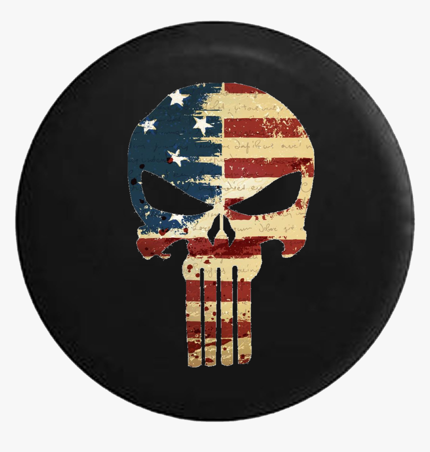 American Flag Tattered Distressed Tactical Punisher - Jeep, HD Png Download, Free Download