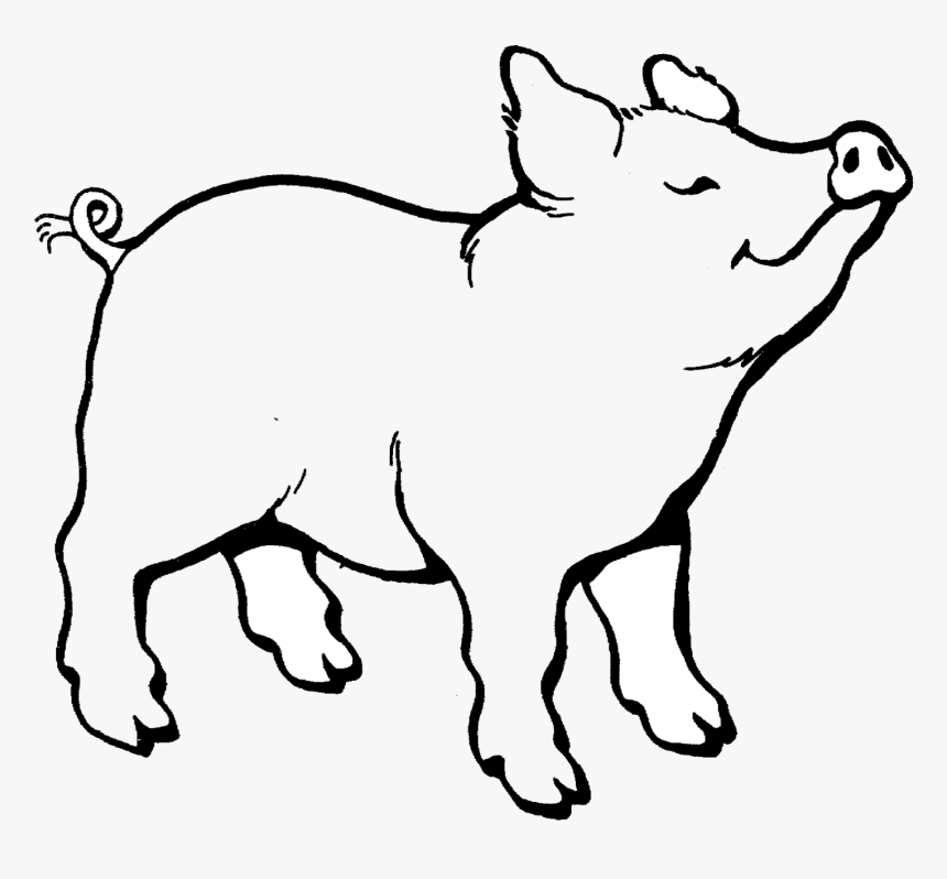 Pig Clipart Black And White Transparent Png - Pig Cartoon Black And White, Png Download, Free Download