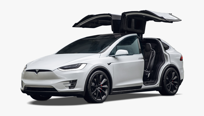 Tesla Model X In White With Gull Wing Doors Open - Tesla Model X, HD Png Download, Free Download