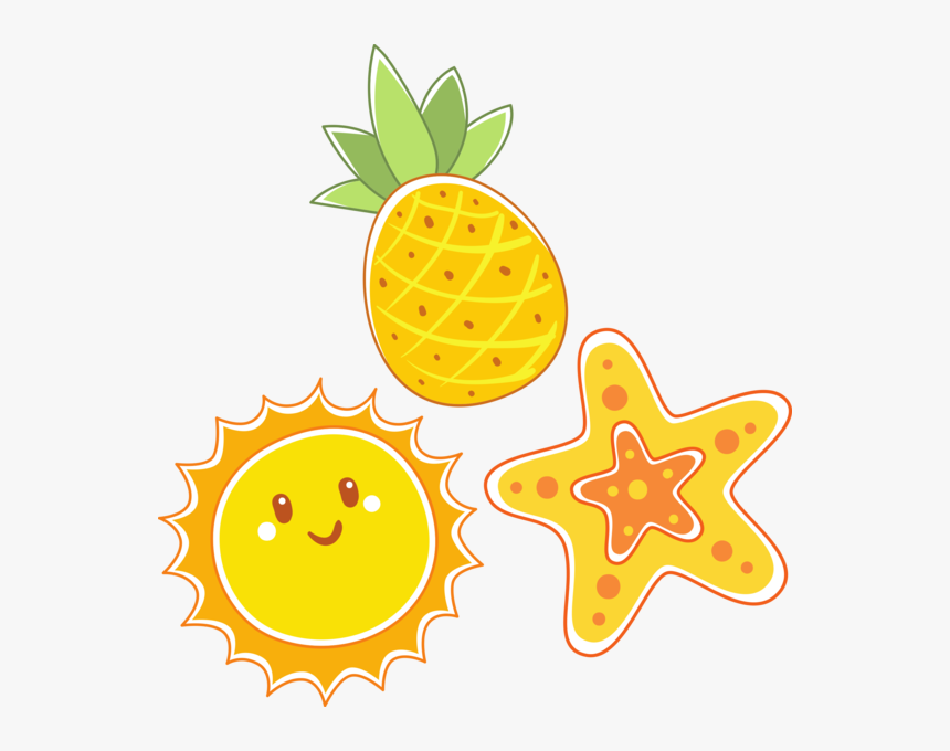 Yellow Vsco 3 Stickers Set, Starfish Sun Pineapple - Sun Stickers, HD Png Download, Free Download