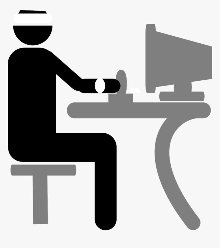 Computer Icons Clip Art - Person Sitting At Desk Clipart, HD Png Download, Free Download