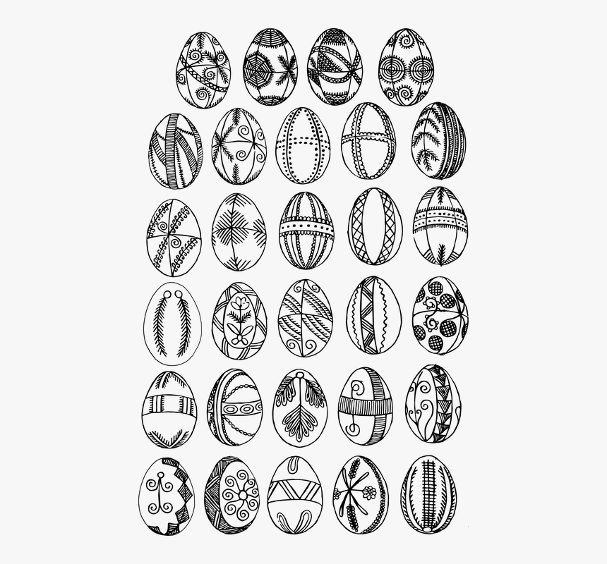 Easter Eggs, Eggs, Easter, Fancy, Embroidery, Outline - Fantasie Uova Di Pasqua, HD Png Download, Free Download