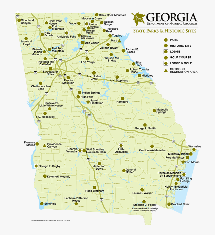 Clip Art Georgia State Map Images - Amicalola Falls On A Georgia Map, HD Png Download, Free Download